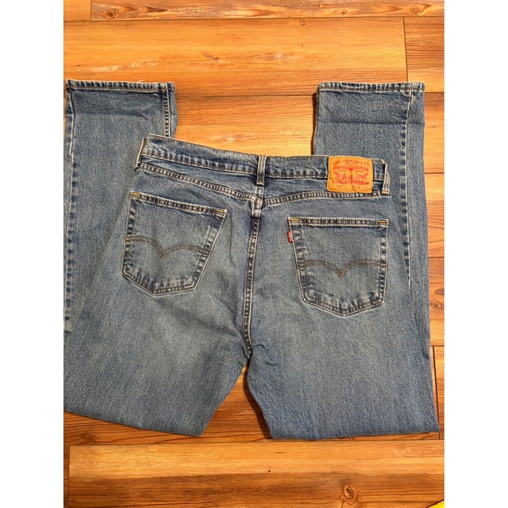 Levis 505 Regular Fit Straight Leg Blue Denim Jeans‎ Mens 34x32 Medium Wash